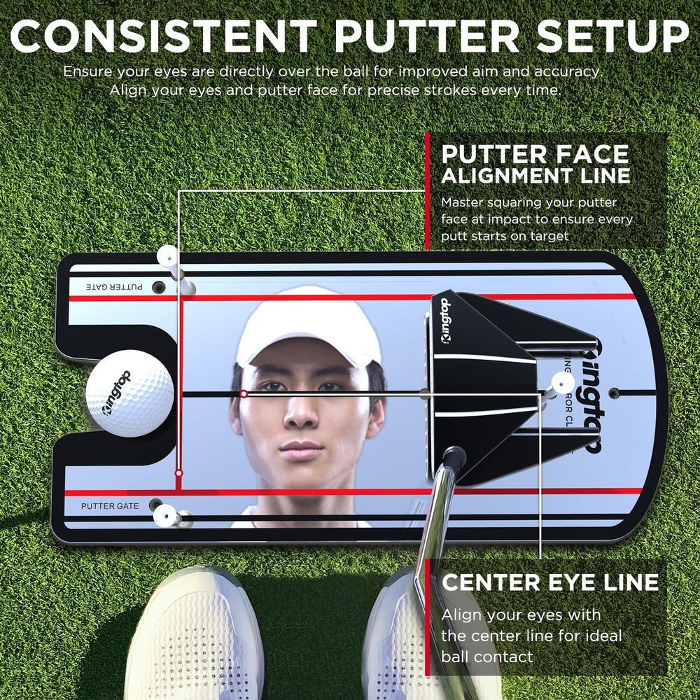 Putting Mirror Alignment Training Aid Consistency Accuracy Carry Bag Golf Tees