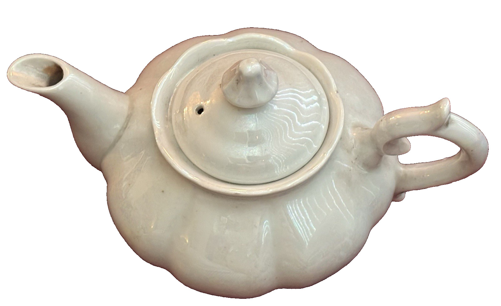 Vtg Limited Edition Saji White Iridescent Teapot Made in Japan Fancy China 5/402