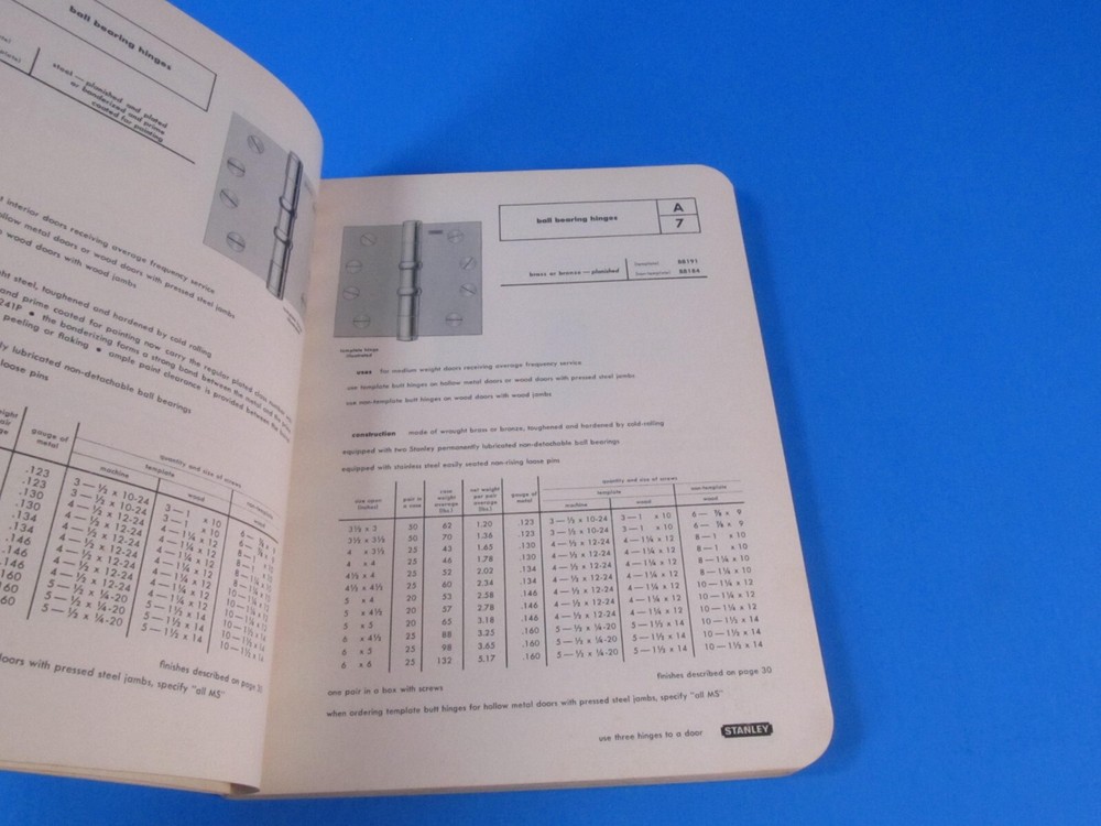 original 1958 Stanley catalog w/ door & gate hinges cabinet pulls hardware more