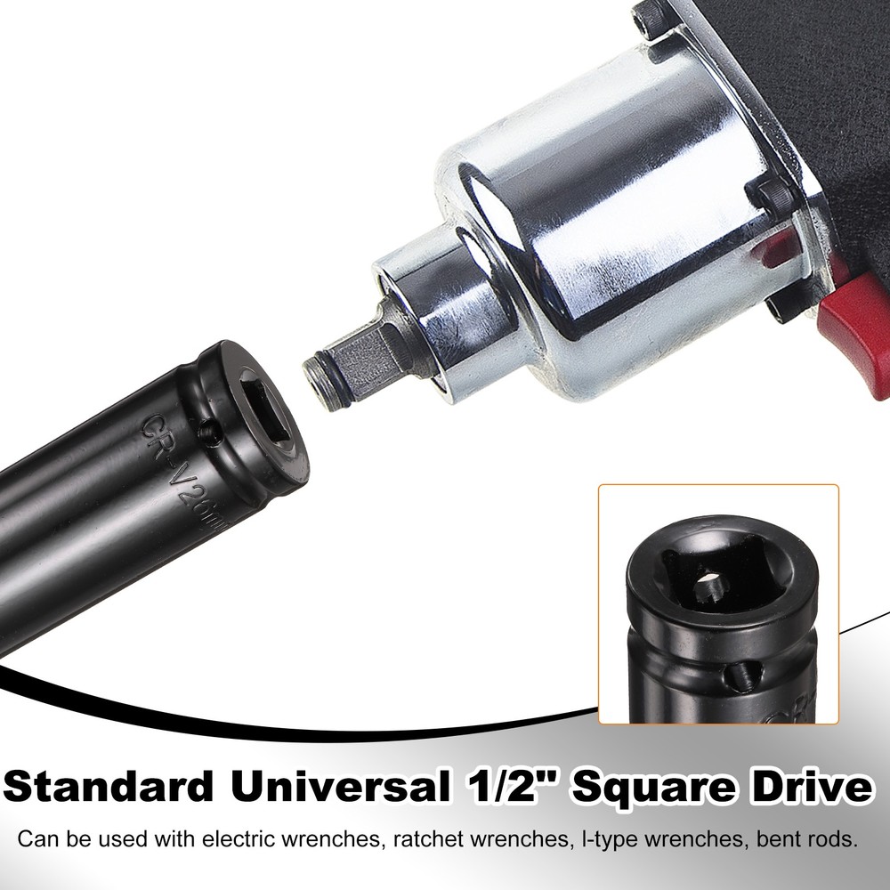 6-Point Deep Impact Socket 26mm Metric Socket 1/2" Drive 8" Long