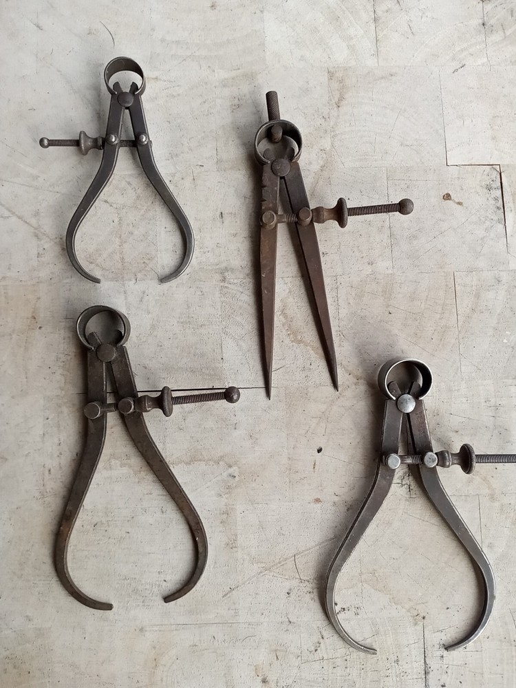 Vtg 4 Starrett  Spring Type  Outside/Inside Caliper/Divider Quick Spring Nut