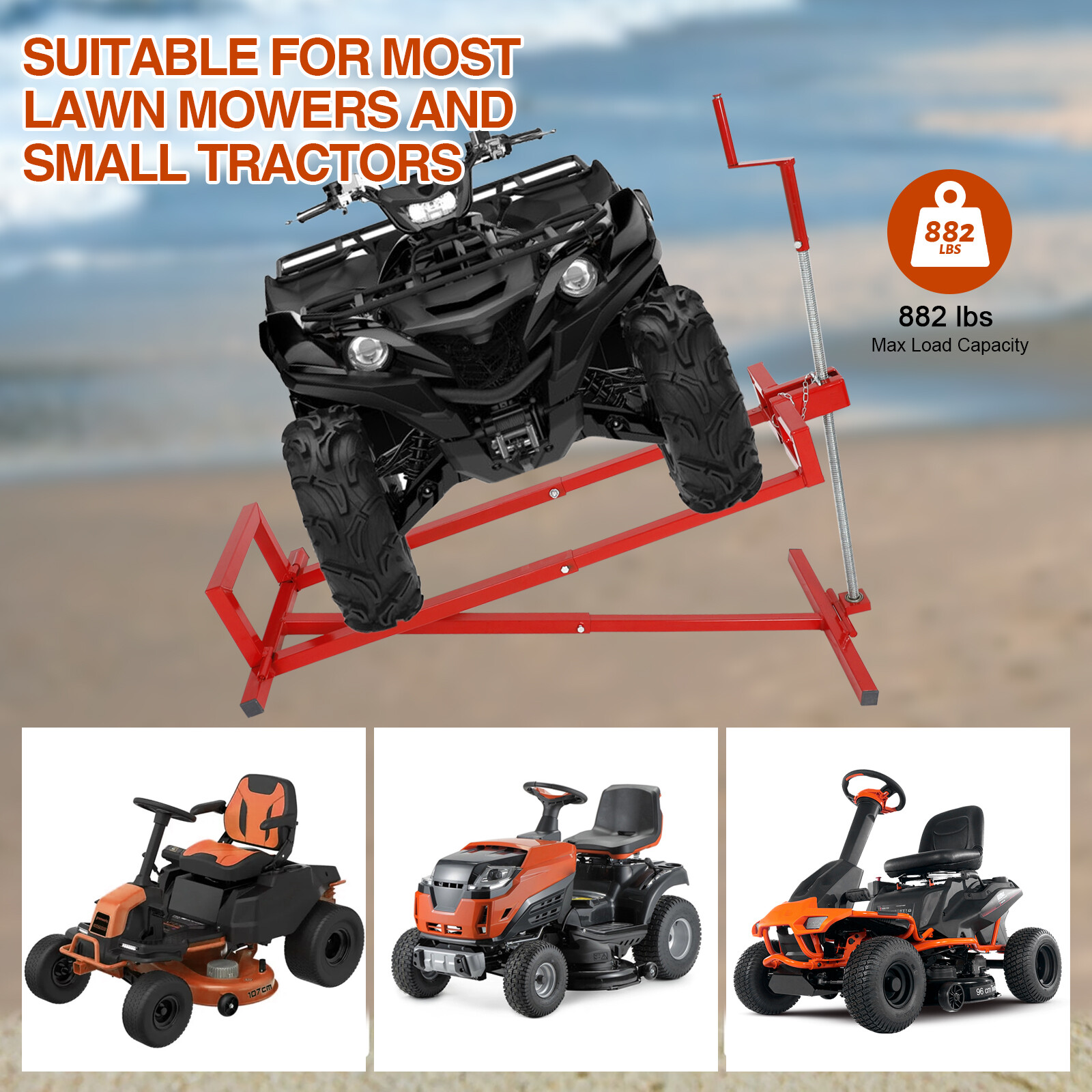 Lawn Mower Lift Jack 882 Lbs Capacity for Tractors and Zero Turn Lawn Mowers 45°