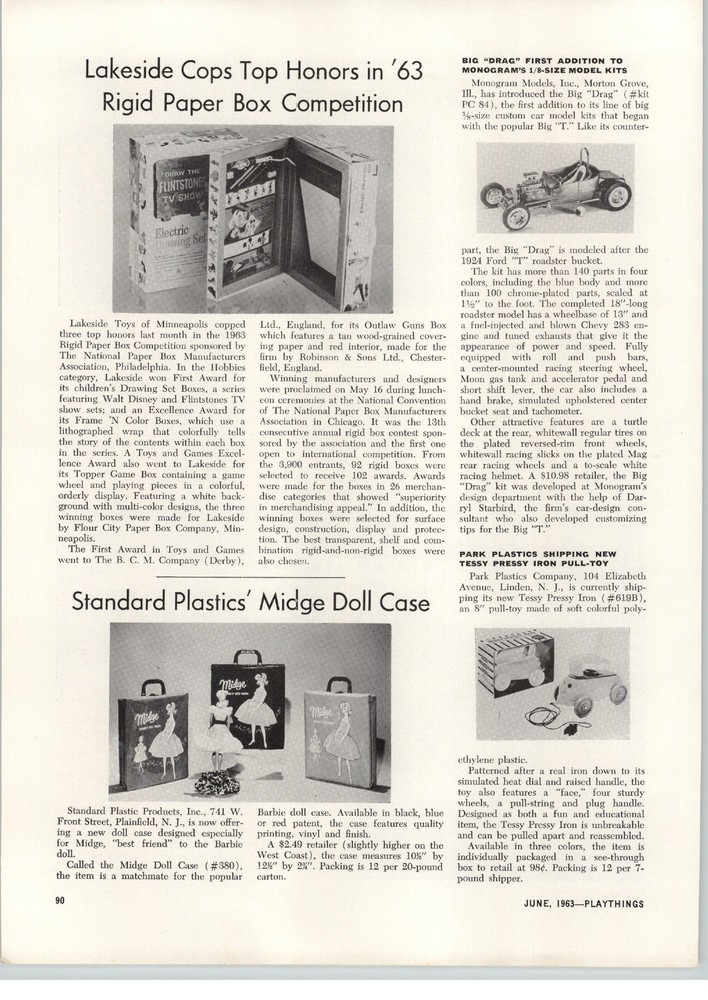 1963 PAPER AD Standard Plastics Midge Doll Carry Case Article