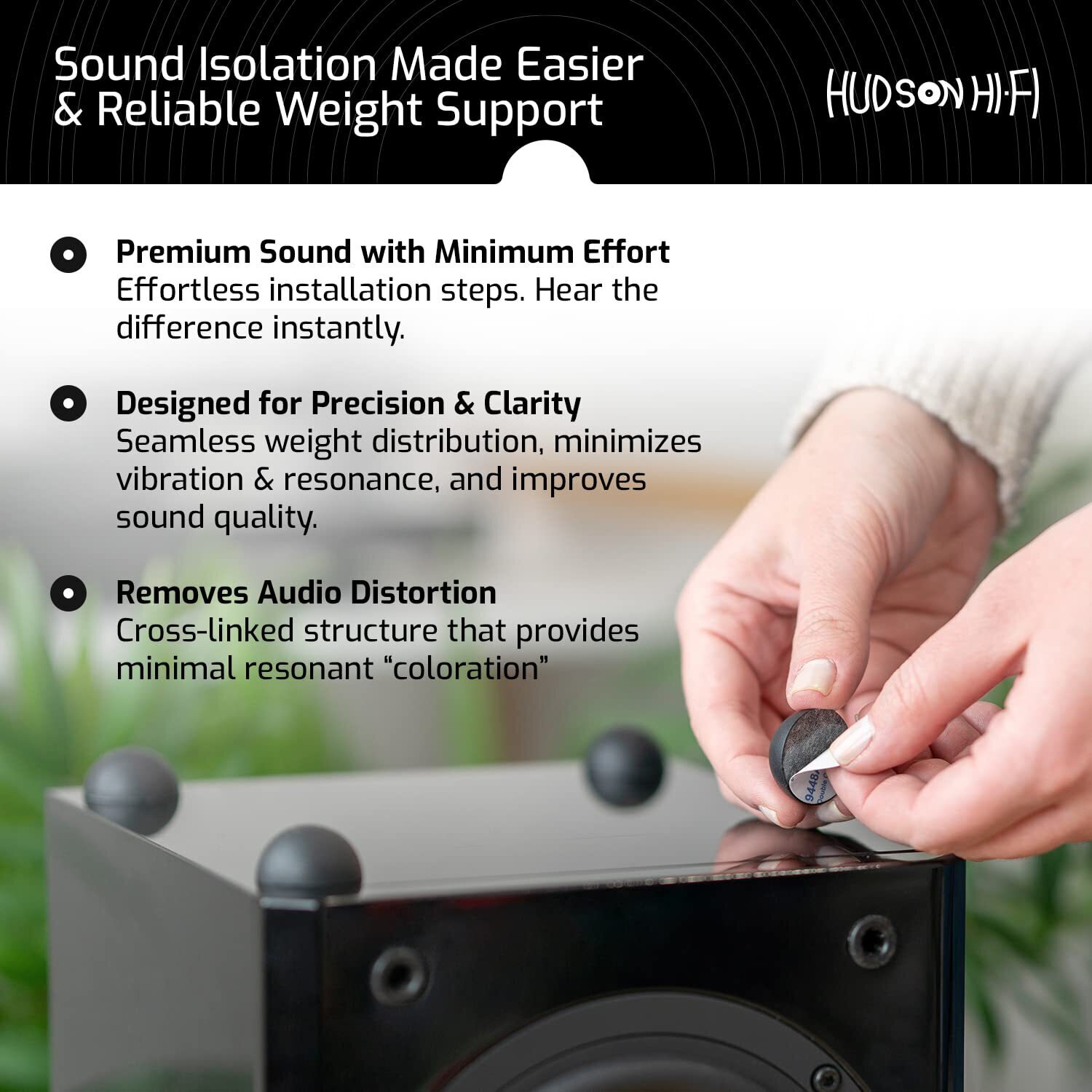 Hudson Hi-Fi Platinum Silicone Hemisphere Non-Skid Isolation Feet w/ Adhesive