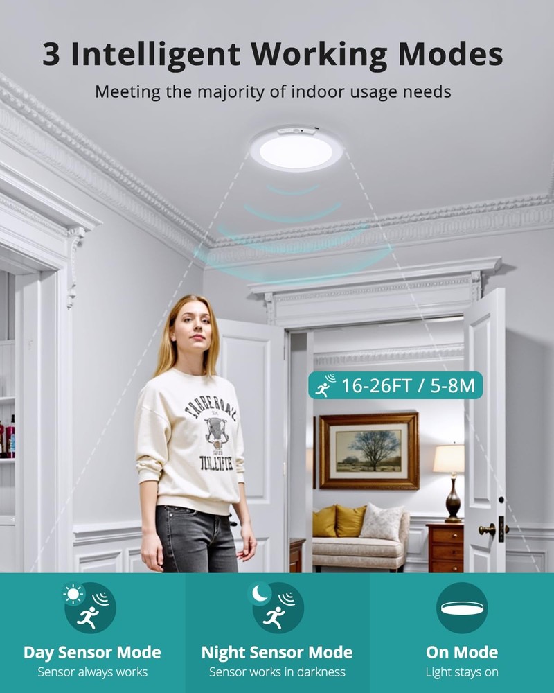 wowatt Battery Operated Ceiling Light Rechargeable Ceiling Lights with Remote...