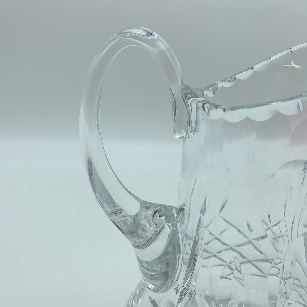 Lead Crystal Pitcher, Cut crystal pattern with Starburst Pattern 9”