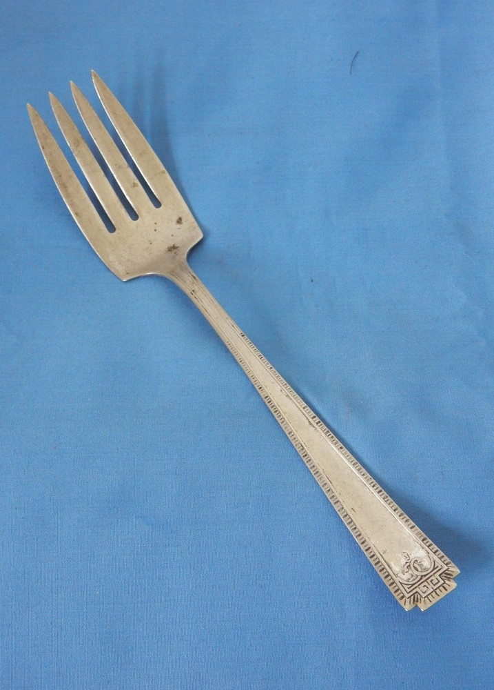National Silver Silverplate Doric 8" Cold Meat Serving Fork