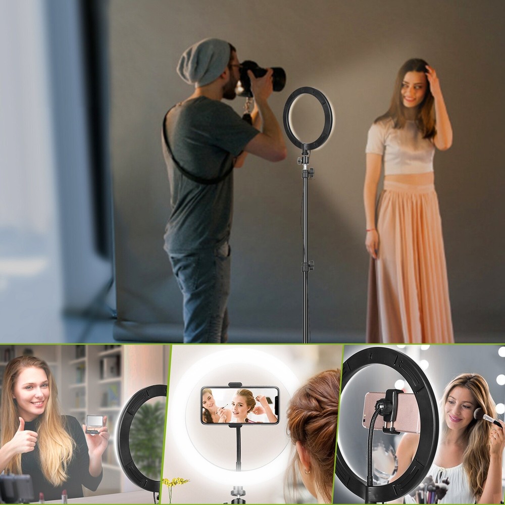 10'' Light with Tripod Stand Kit for Live Stream Makeup Universal Phone Holder