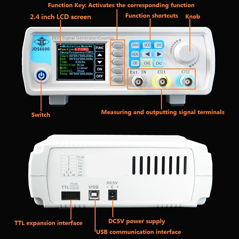 Ming He JDS6600 Dual-Ch DDS Function Arbitrary Waveform Signal Generator