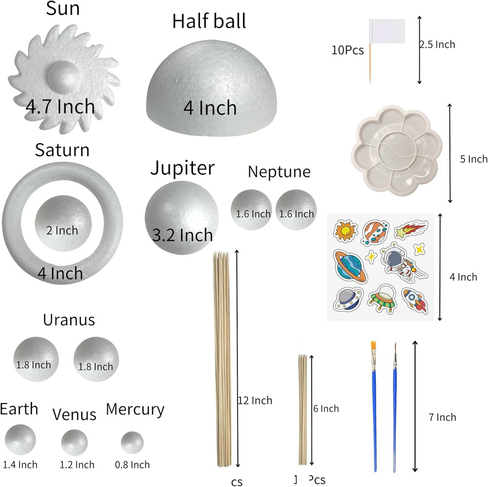 Solar System Model Kit for Crafts, Solar System Project Kit Include Foam Balls,