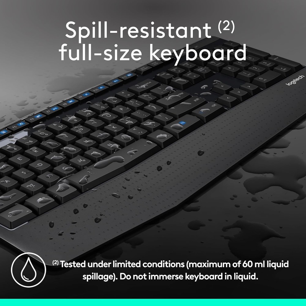 Reliable MK345 Wireless Keyboard & Mouse - Plug & Play, Spill-Resistant Design