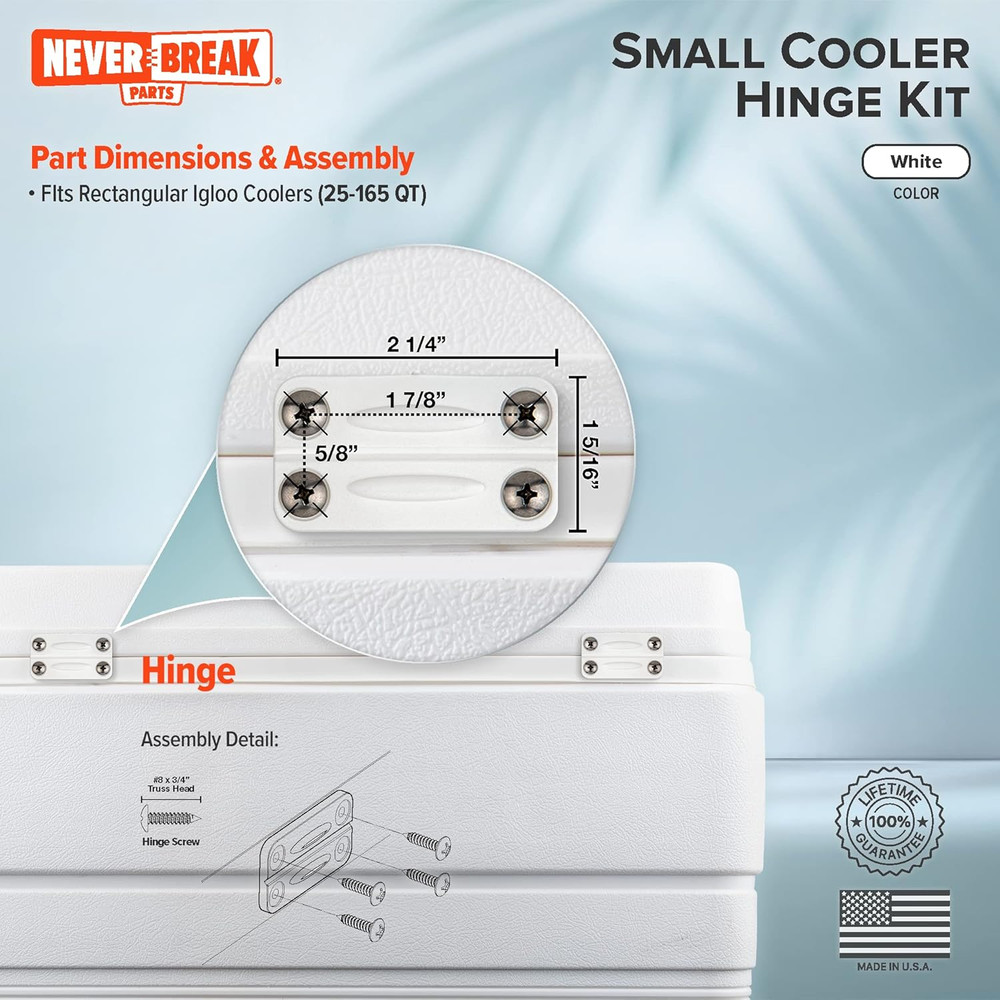 - 2 Pack White Igloo Cooler Hinges Replacement with Screws | High Strength Co...