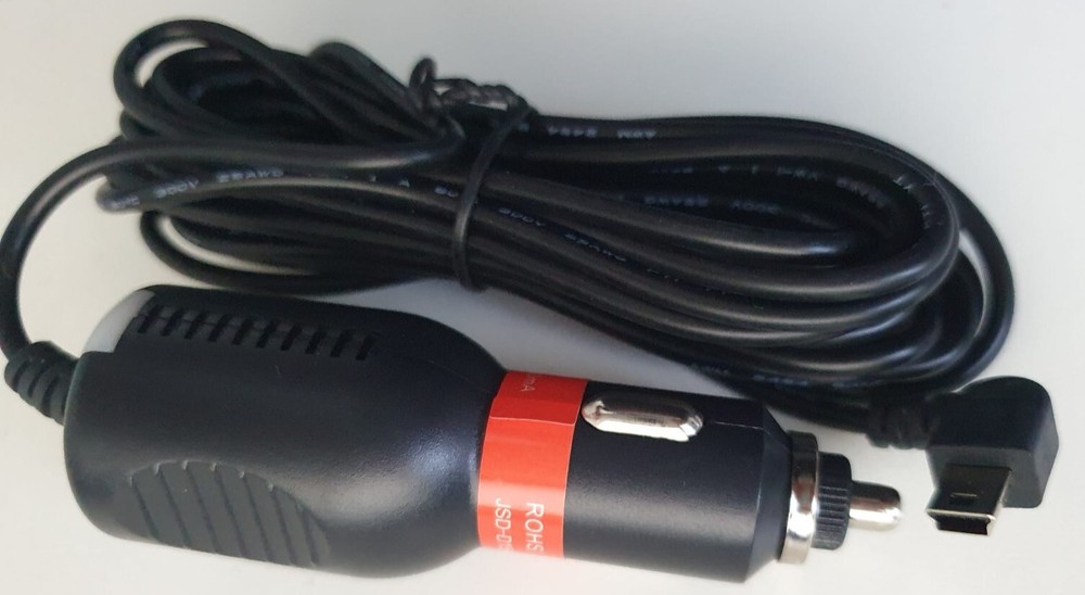 Angled Mini USB Cigarette Lighter Long Power Cable for Satnav