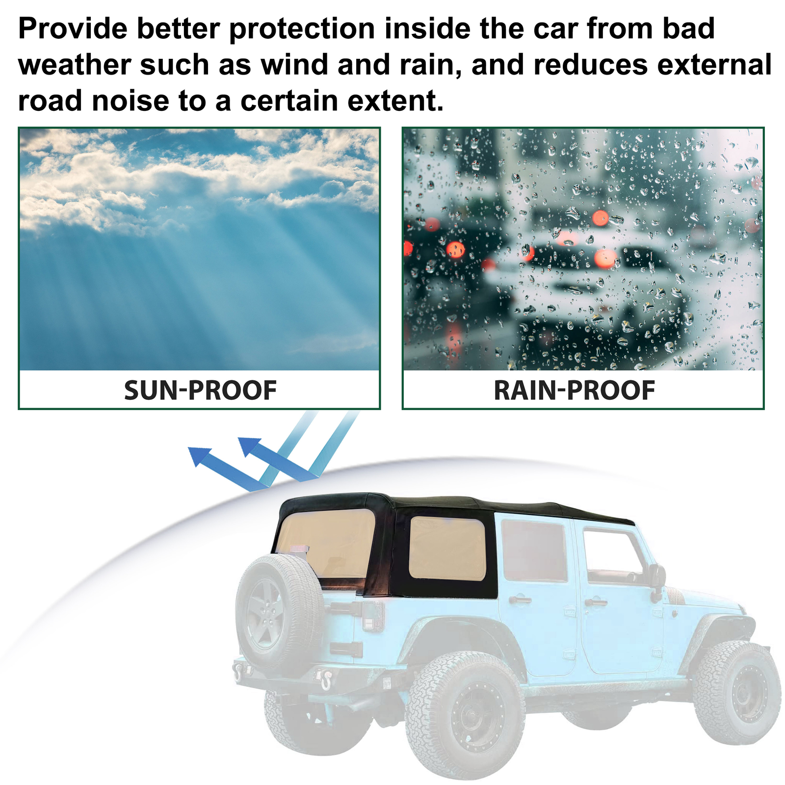 REPLACEMENT BLACK SOFT TOP W/ WINDOWS 9085235 FOR 10-18 JEEP WRANGLER UNLIMITED