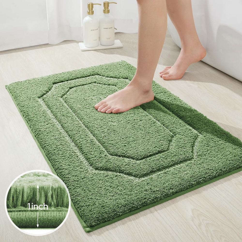 Bathroom Rugs Sets 2 Piece, Extra Soft and Absorbent Microfiber Plush Bath Ma...