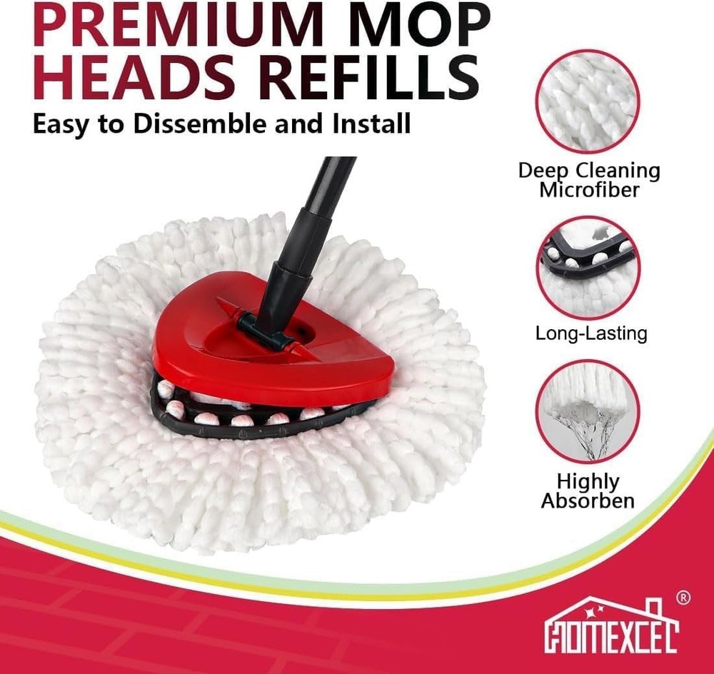 3x Replacement Microfiber Mop Head Easy Clean Wring Refill For O-Cedar Spin Mop