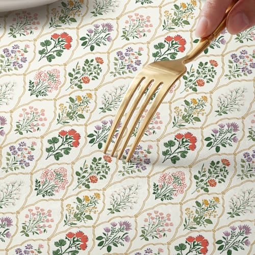 Spring Fitted Tablecloth 72 x 30 Inch 72" x 30" (Rectangular) Beige