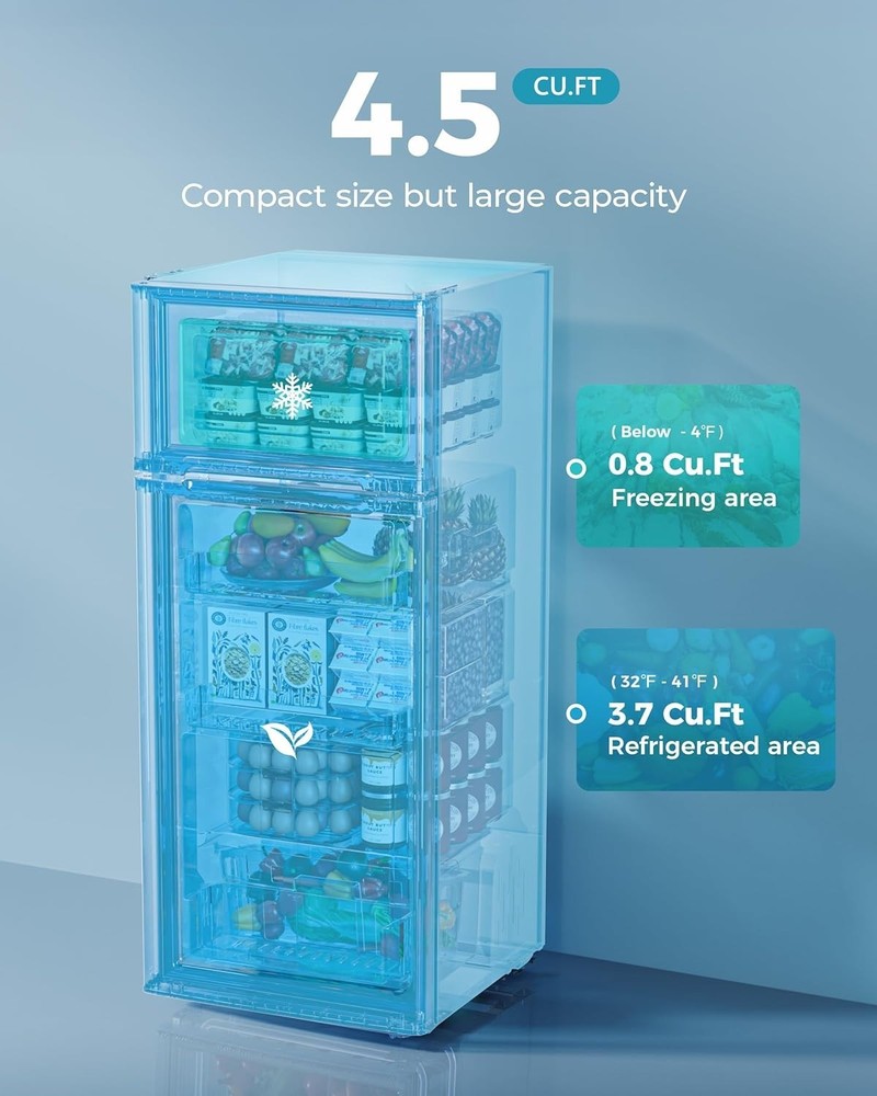 Mini Refrigerator with Freezer, 4.5 Cu.Ft - Adjustable Shelves, Energy-Efficient
