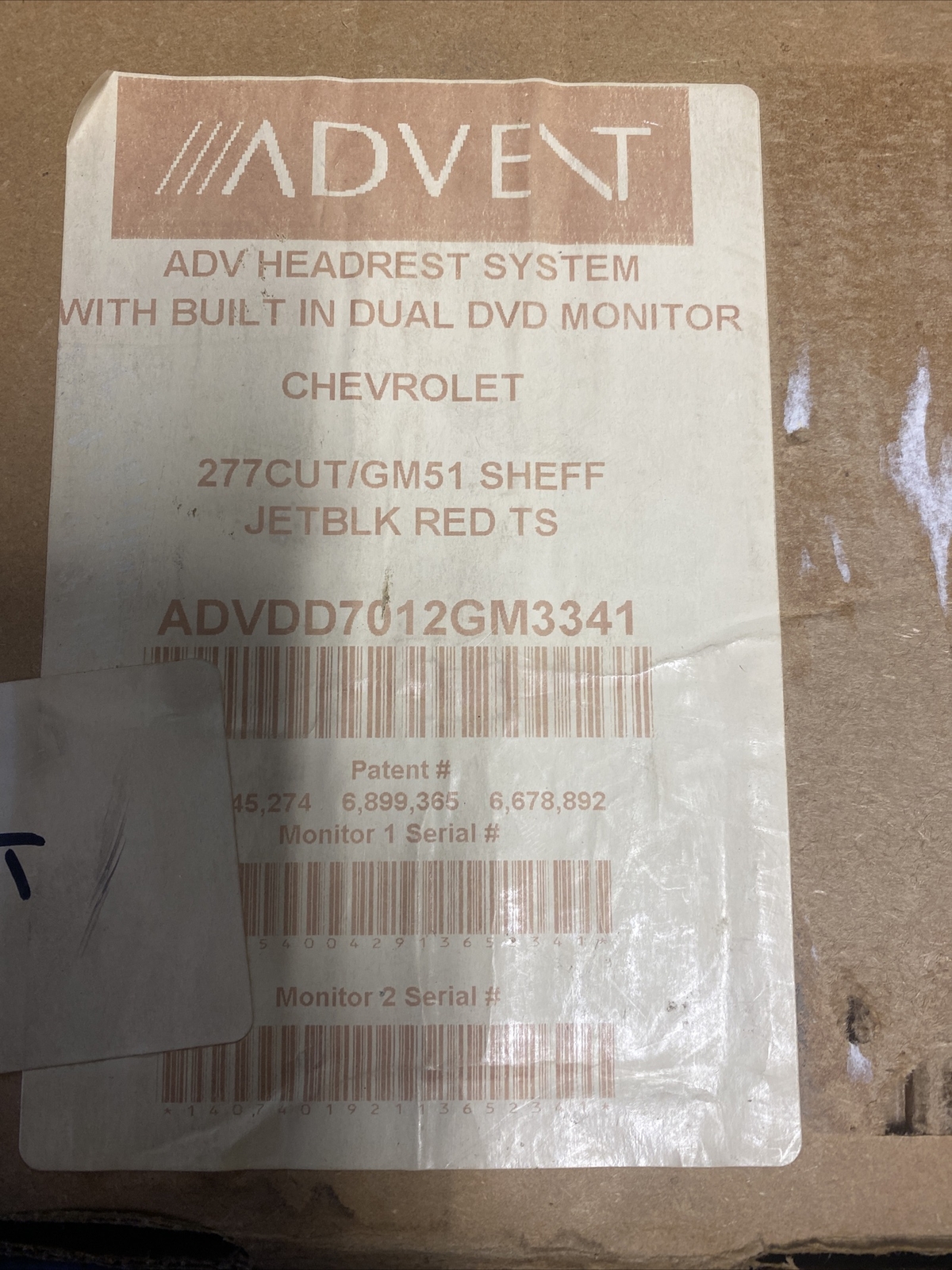 GM, Dual DVD 7" Headrest Monitors, Part #ADVDDS7012GM3341
