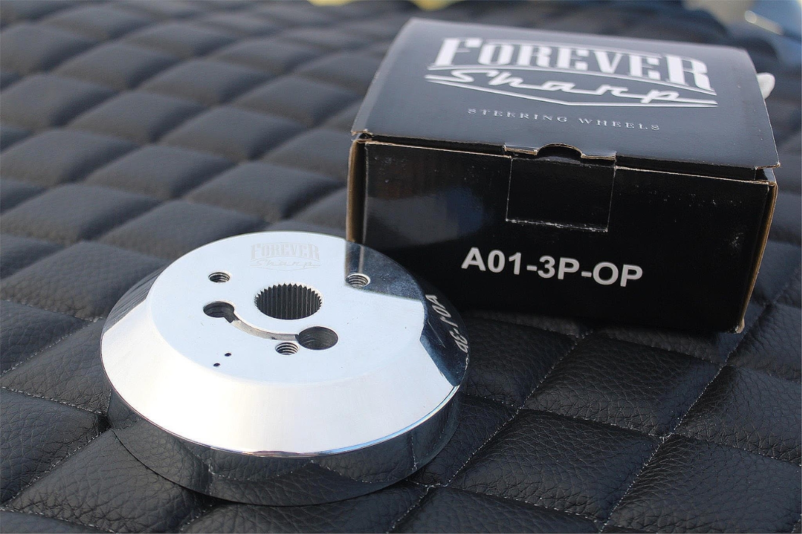 3-Hole Steering Wheel Polished Hub Adapter ( Flaming River, Ididit, GM, Chevy)