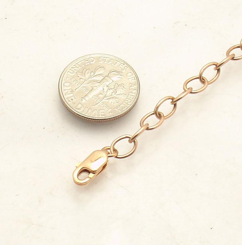 Oval Link Extender Bracelet Chain Necklace Lobster Lock Real 14K Rose Pink Gold