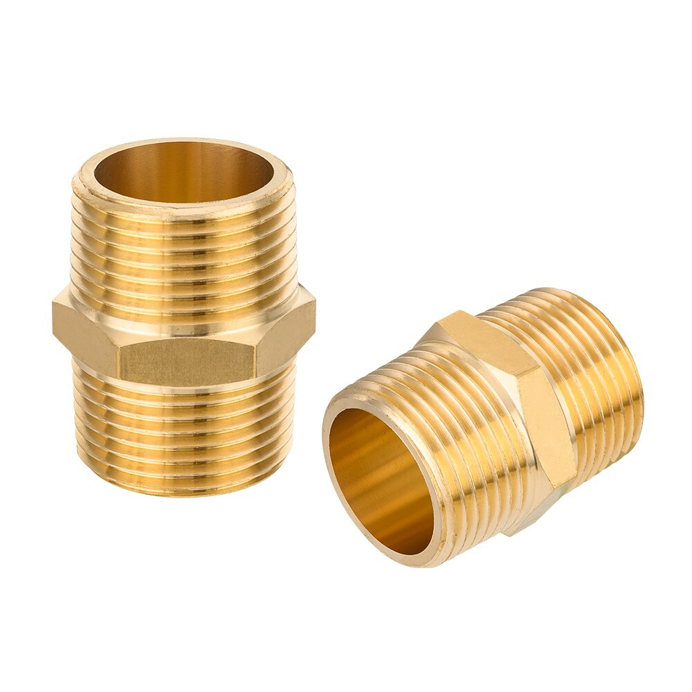 5 PCS EFIELD 3/4" x3/4" Male NPT Hex Nipple Pipe Adapters ,Brass Fittings