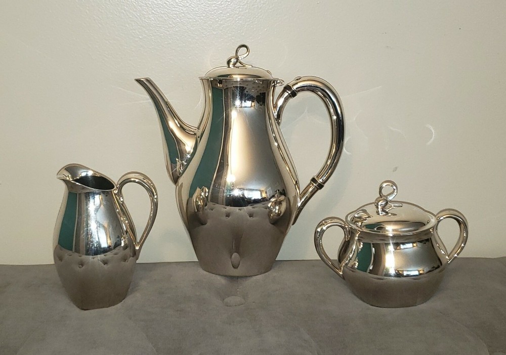Reed & Barton Americana MCM Silverplate 3 Piece Tea Set