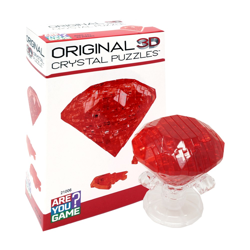 New - AreYouGame.com 3D Crystal Puzzle - Gem (Ruby): 43 Pcs - Ages 12+