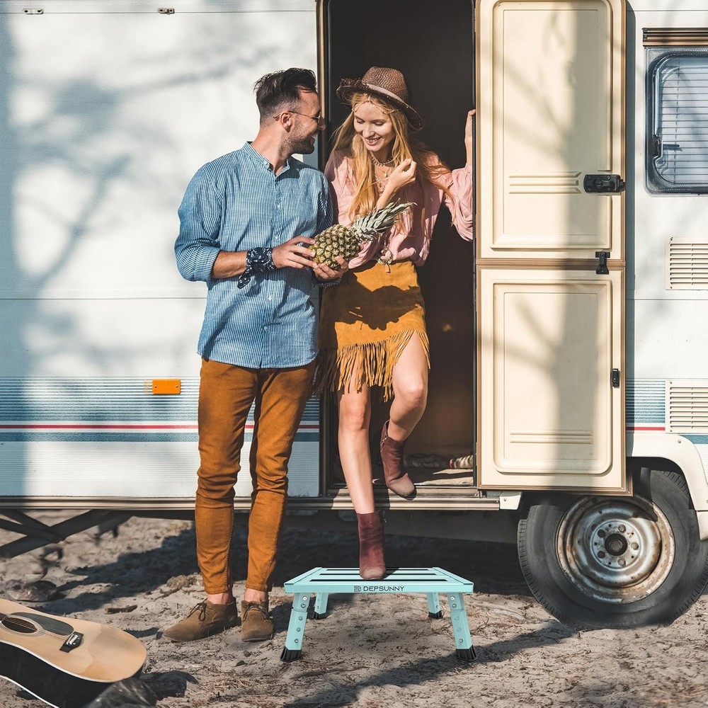 Non-Slip Adjustable Height Aluminum RV Step Stable Foldable Platform Step Stool