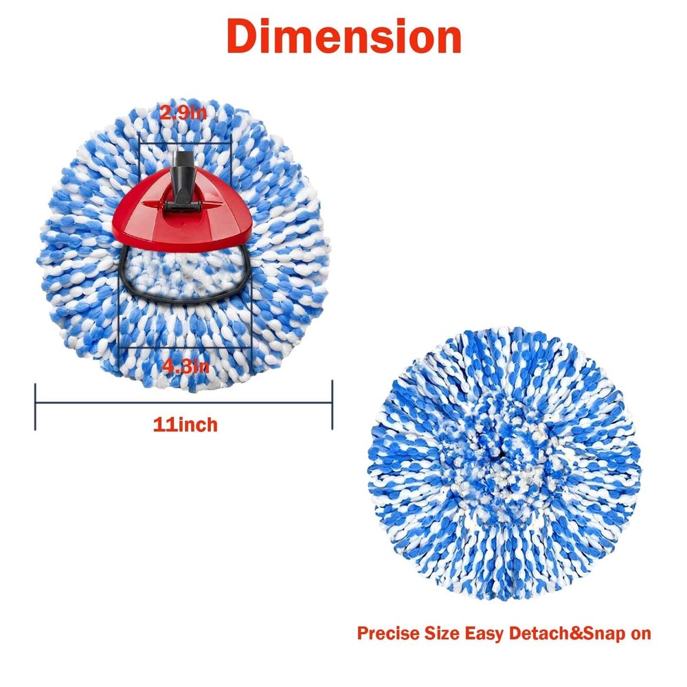 4 Pack Mop Replace Heads Compatible for OCeda, Spin Mop Refill Head Replaceme...