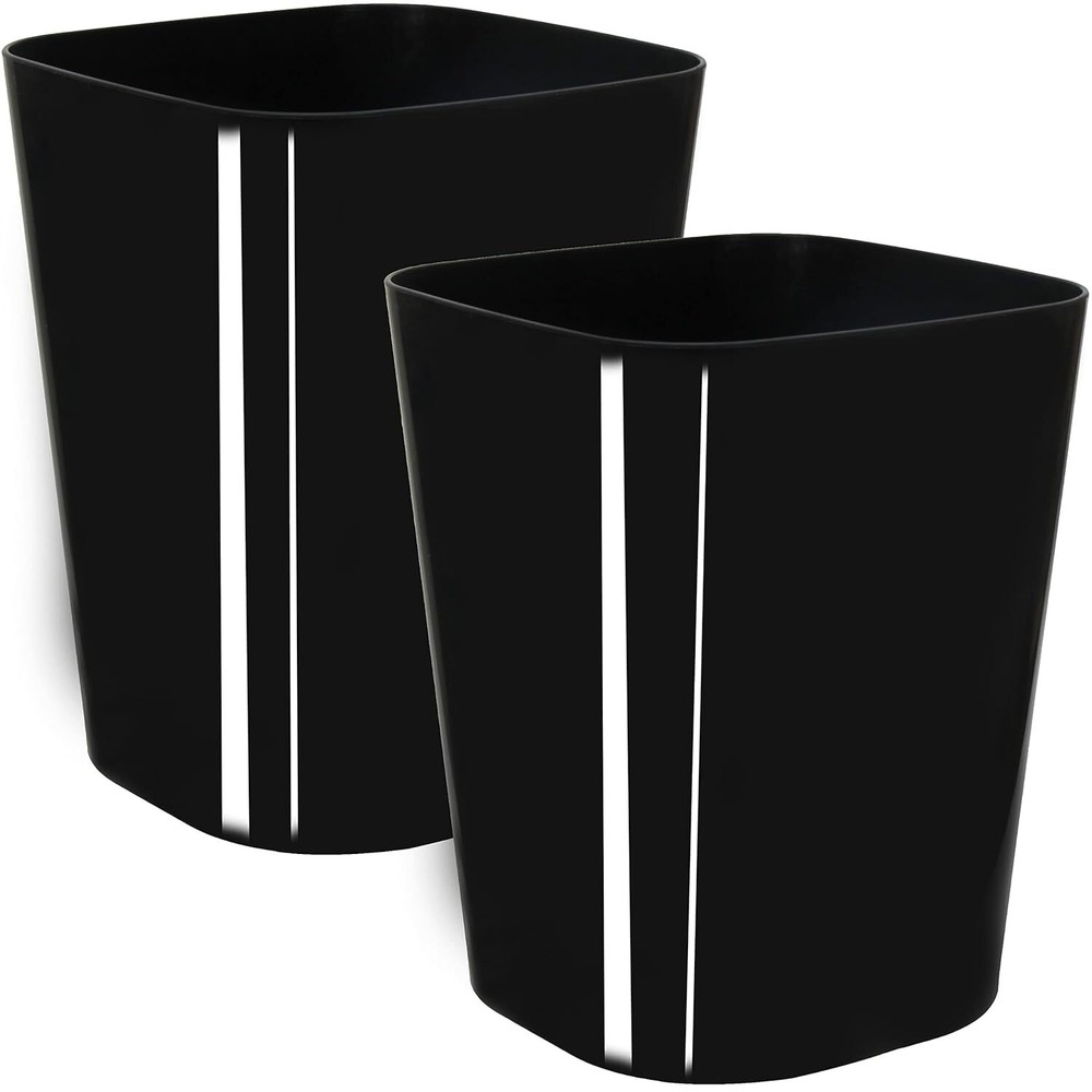 Youngever 2 Pack 1.5 Gallon Square Trash Can, Plastic Garbage Container Black
