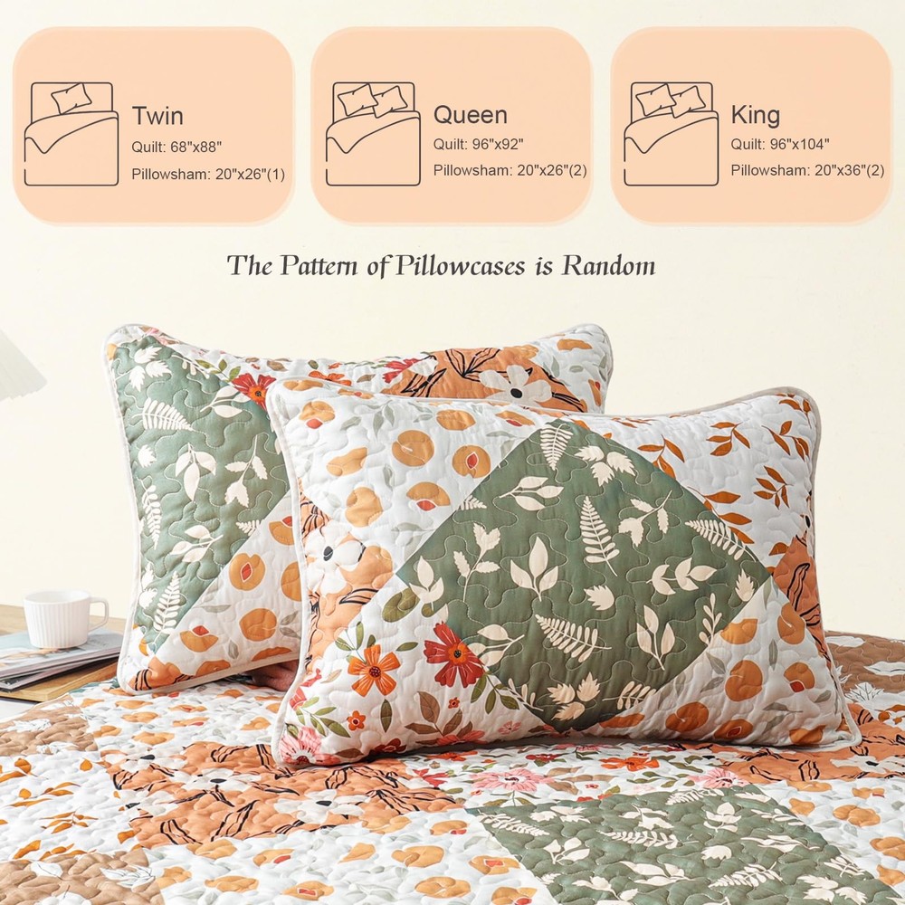 Patchwork Quilt King Size, Extra Soft Boho Floral Bedspreads for Bed Reversib...
