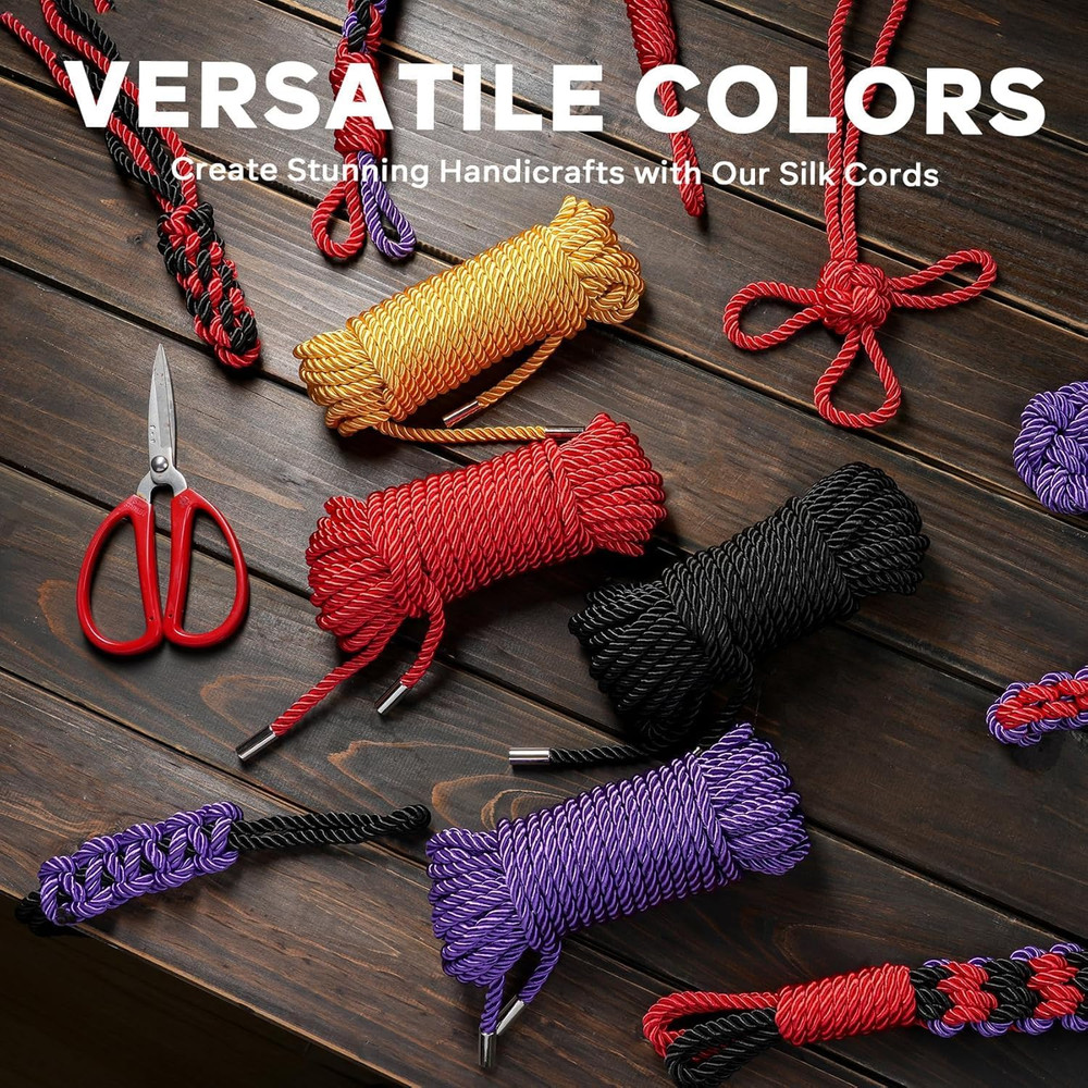 Soft Silk Rope - Skin-Friendly Shiny Colored Nylon Binding Tying Ropes, Durable