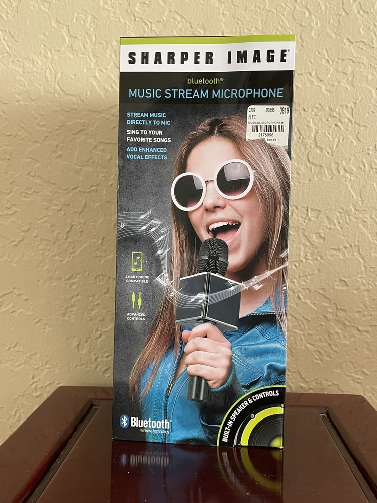 Sharper Image Bluetooth Music Stream Microphone Silver New in Packaging