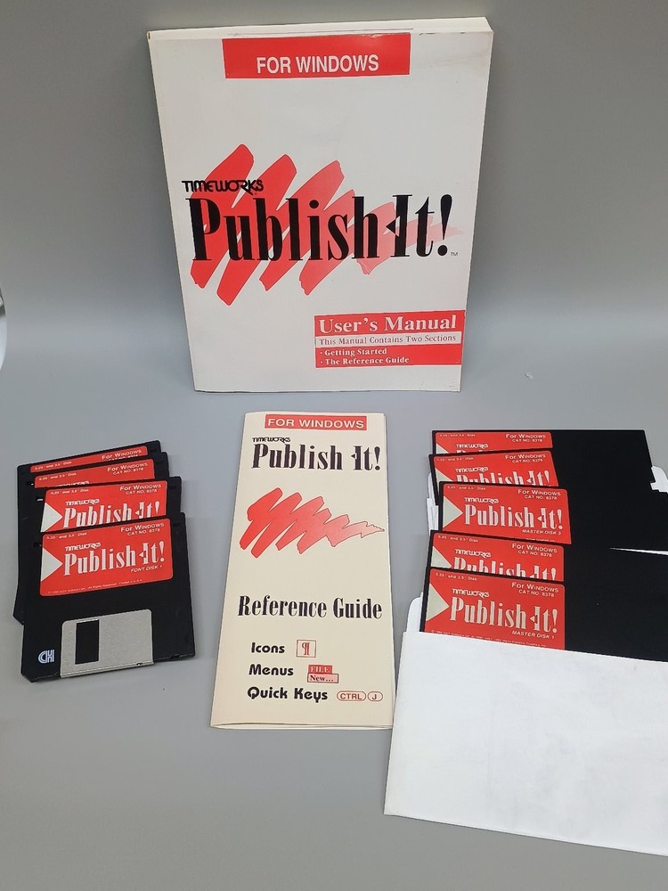 Timeworks Publish It! Desktop Publishing Software For Windows Floppy Disk Lot