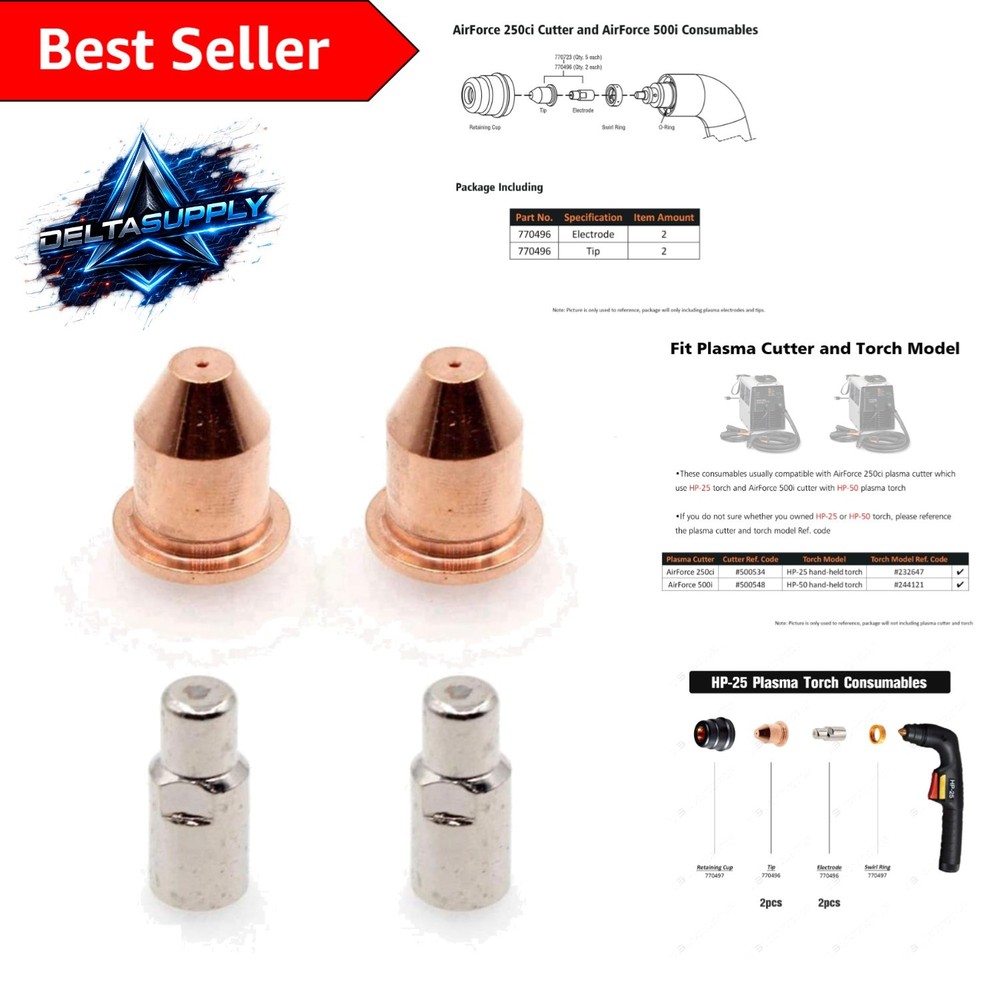 4-Pack Hobart Electrode & Tip Replacement Kit for AirForce Plasma Torch Models