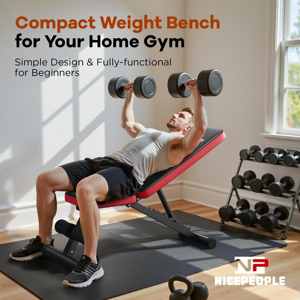 NICEPEOPLE Basic Weight Bench for Home Gym, 8 Backrests Adjustable ... Fast Ship
