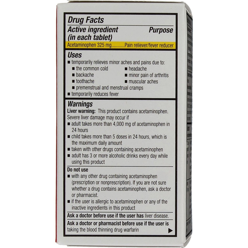 4 Pack Quality Choice Regular Strength Acetaminophen Tablets, 325 mg, 100 Ct