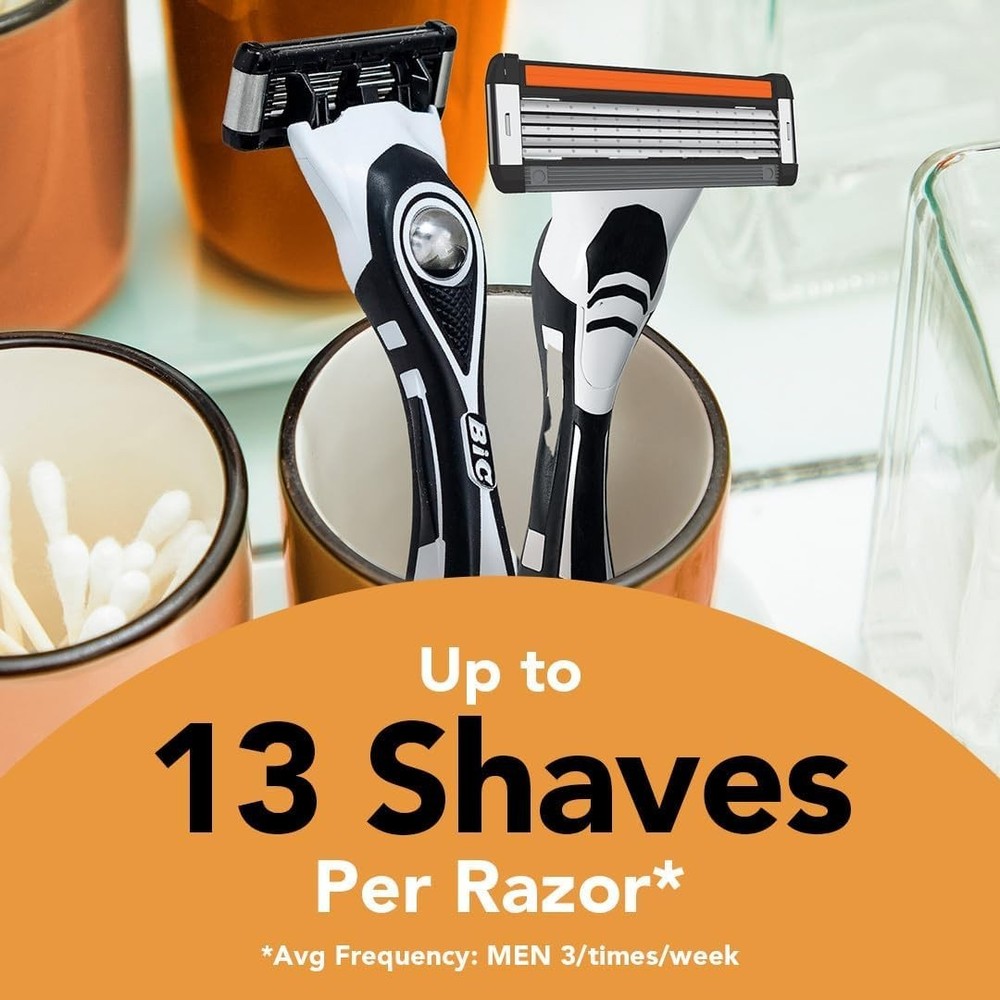 12 Refill Bic Flex 5 Refillable Razor Cartridges for Men Smooth & Comfortable