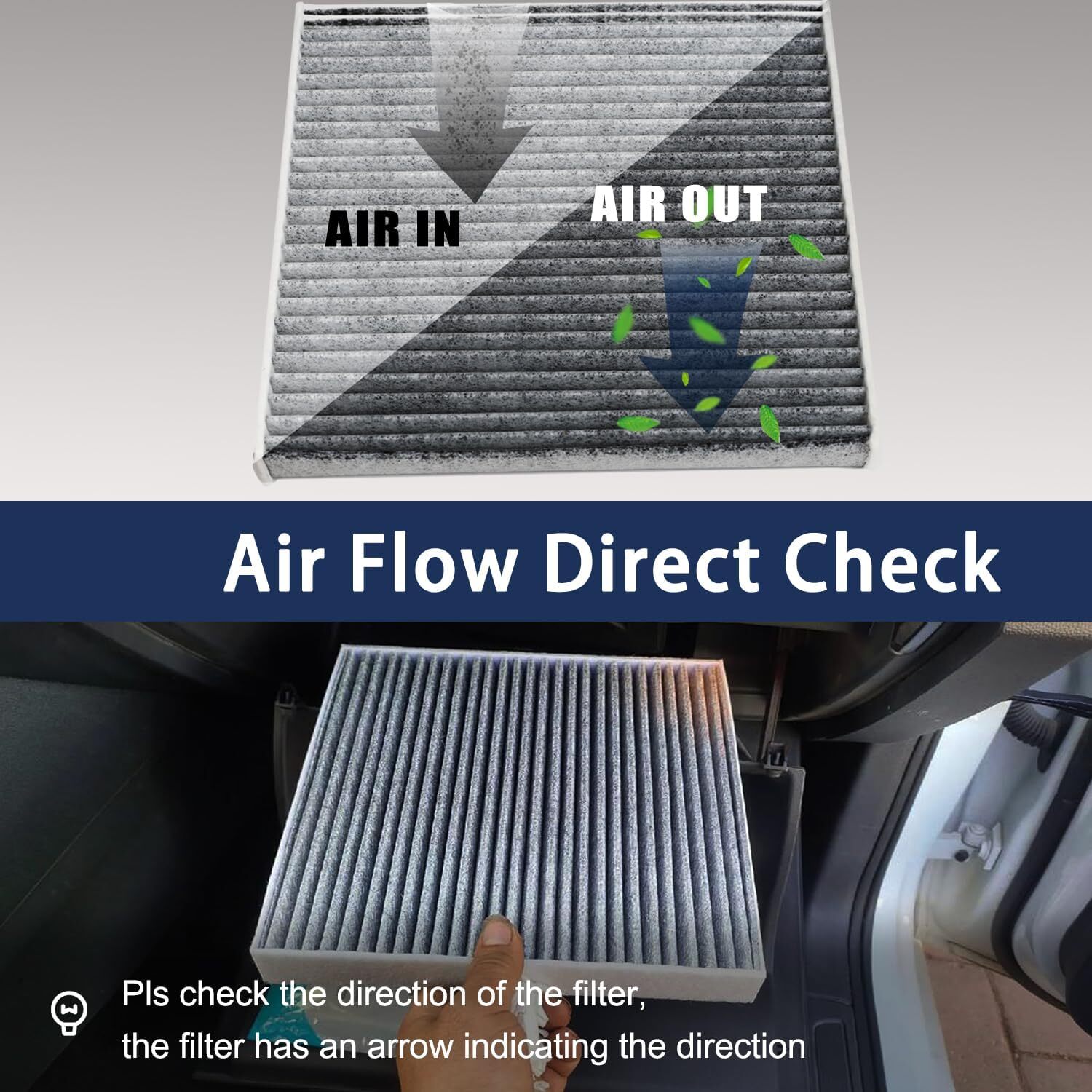 Cabin Air Filter with Activated Carbon, Replacement for CP134 (CF10134), Fit for