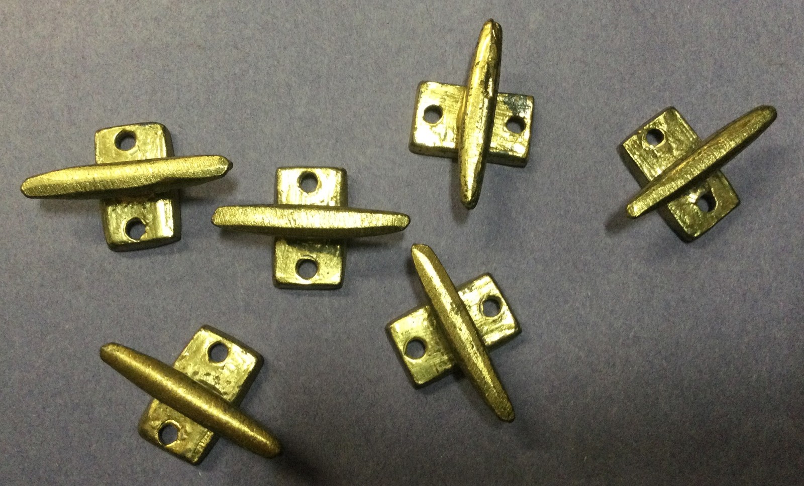 6 Small 1 1/2 “ inch Brass Look Boat Cleats