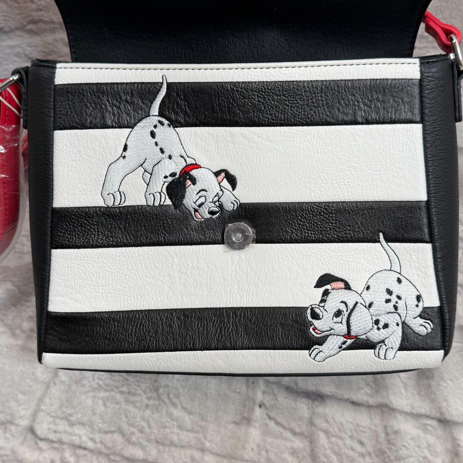 Disney Loungefly 101 Dalmatians Purse Embroidered Saddle Bag Striped Satchel NWT