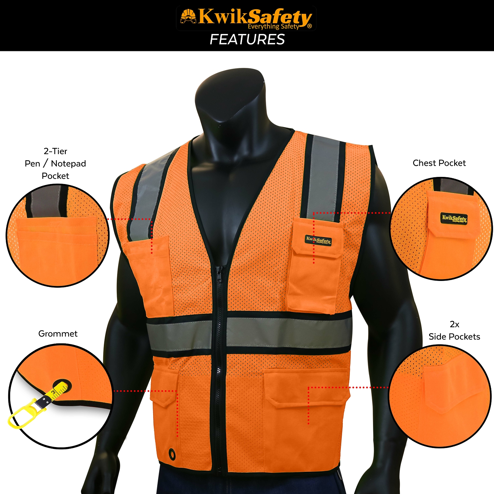 KwikSafety OFFICIAL (BLACK TRIM) Safety Vest