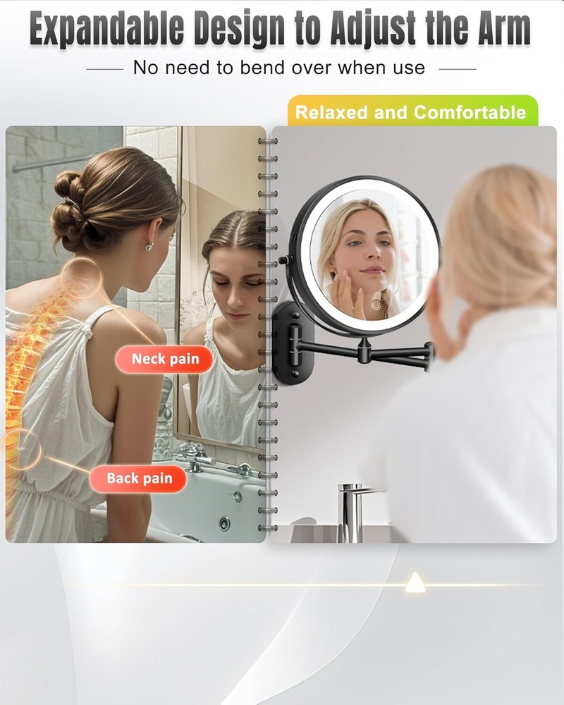 all Mounted Makeup Mirror with Lights, Double Sided LED Bathroom Lighting Makeup