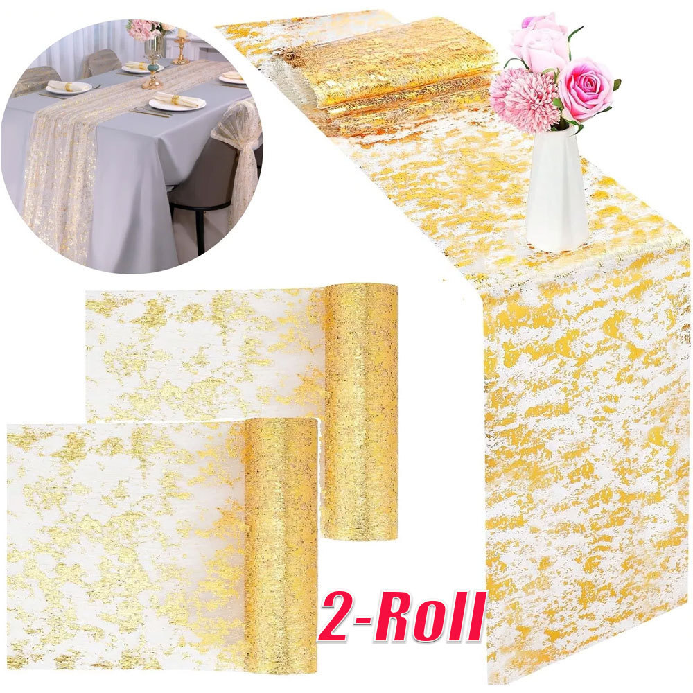 2-Roll Sparkle Metallic Table Runners Multipurpose Table Decorations Shimmering