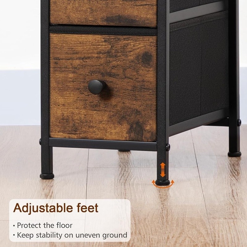 Compact End Table W/ USB Charging Station & Drawer Storage Small Spaces