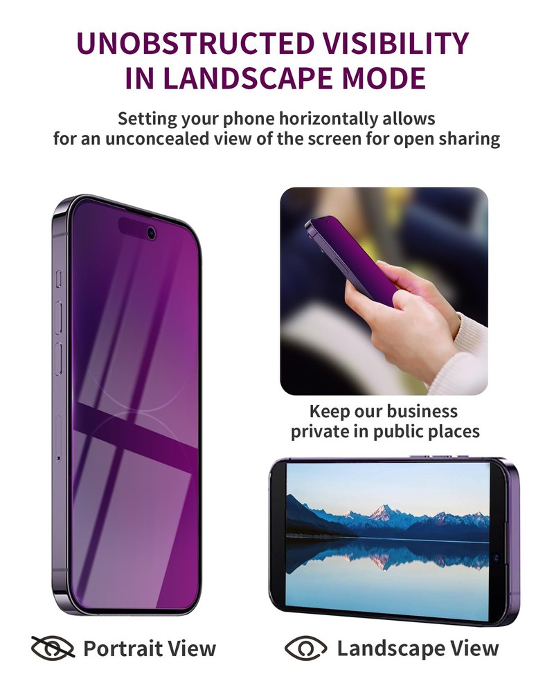 Ifaeveus 2 Pack Privacy Screen Protector for iPhone 16 Pro Max Purple