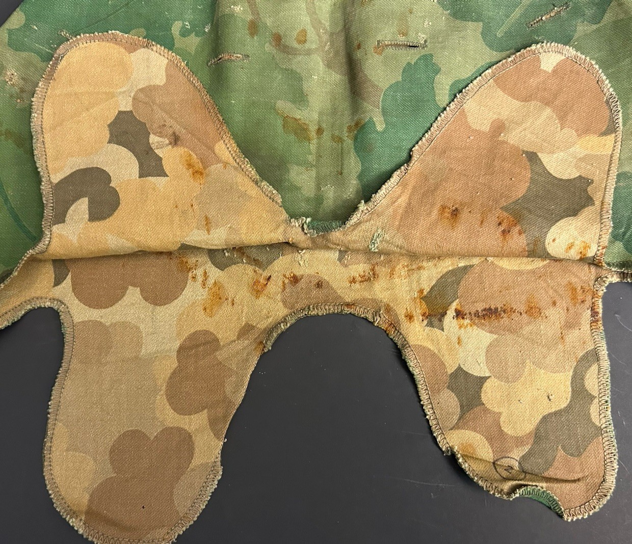 US GI Early Vietnam War Twill MITCHELL CAMO Short Tab M1 Helmet Cover w/Grafitti