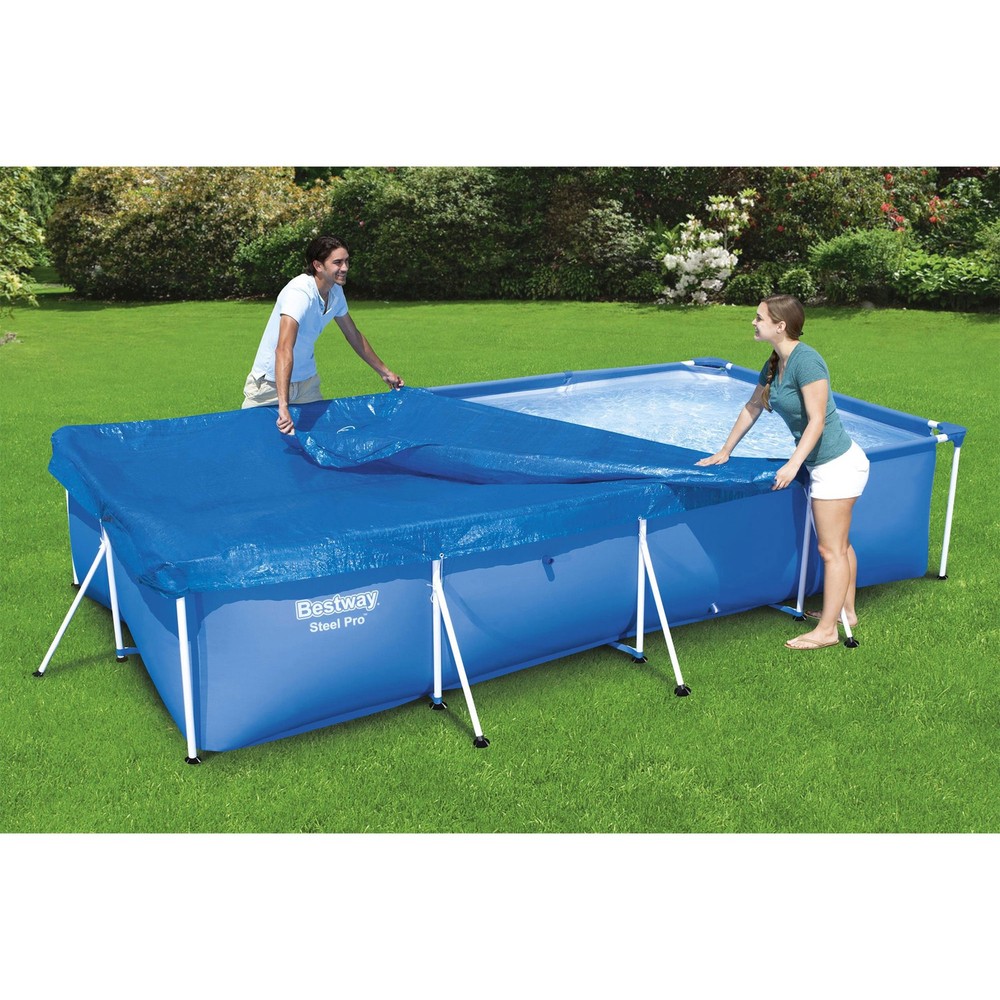 Bestway Flowclear Rectangular Above Ground Pool Cover, (Cover Only), 2 Pack