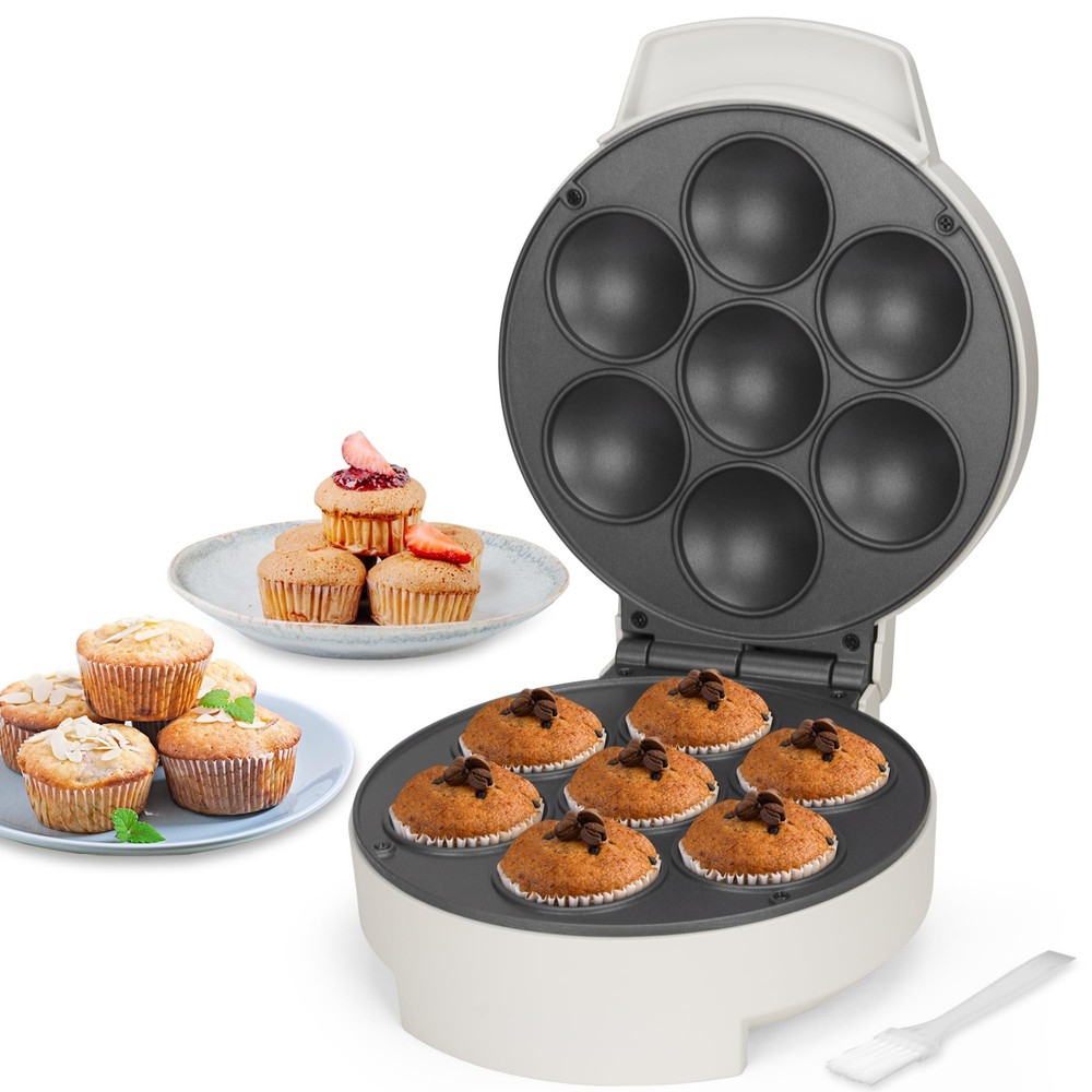 Mini Cupcake Maker Machine, Make 7 X 2.2 Inch Cupcakes Baking WHITE STANDARD